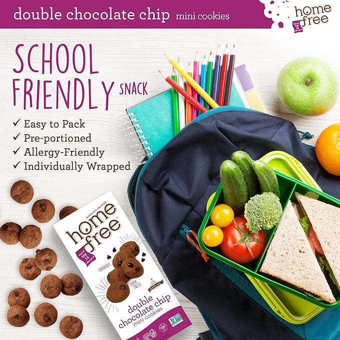 Homefree Mini Double Chocolate Chip Cookie Box, Gluten Free, Nut Free, Vegan, School Safe and Allergy Friendly Snack, 5 oz. Box (Pack of 1)