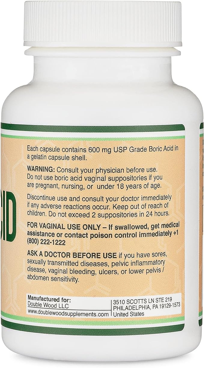 Boric Acid Suppositories (600mg Vaginal Suppository, 60 Count)