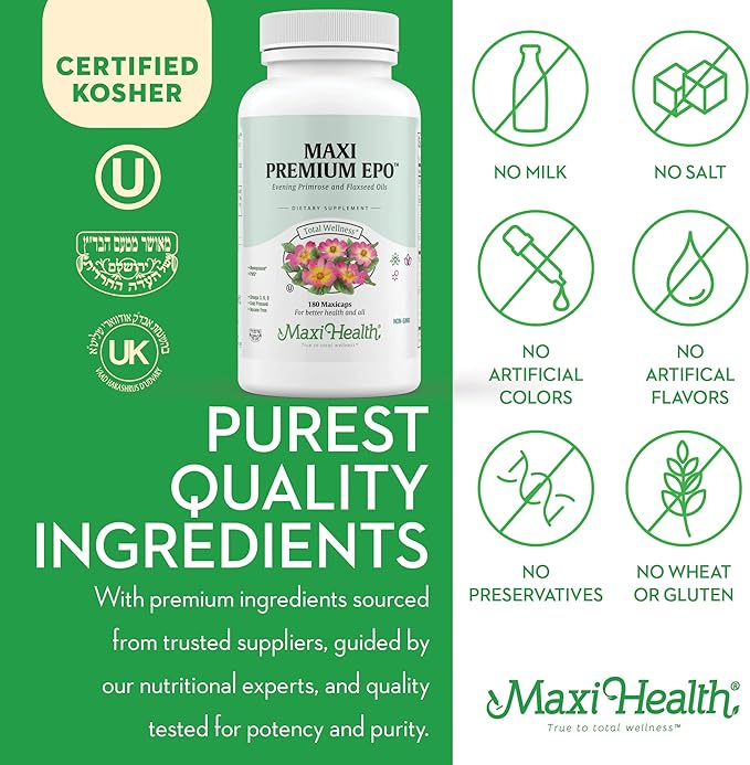 Maxi-Health Evening Primrose and Flax Seeds 3 6 6 9 9 Supplements 180 Count