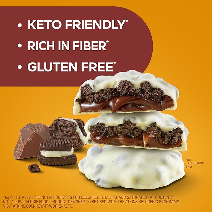Atkins Keto Cookies & Crème Clusters, Gluten Free, High Fiber, Low Carb, Keto Friendly, 8 Count