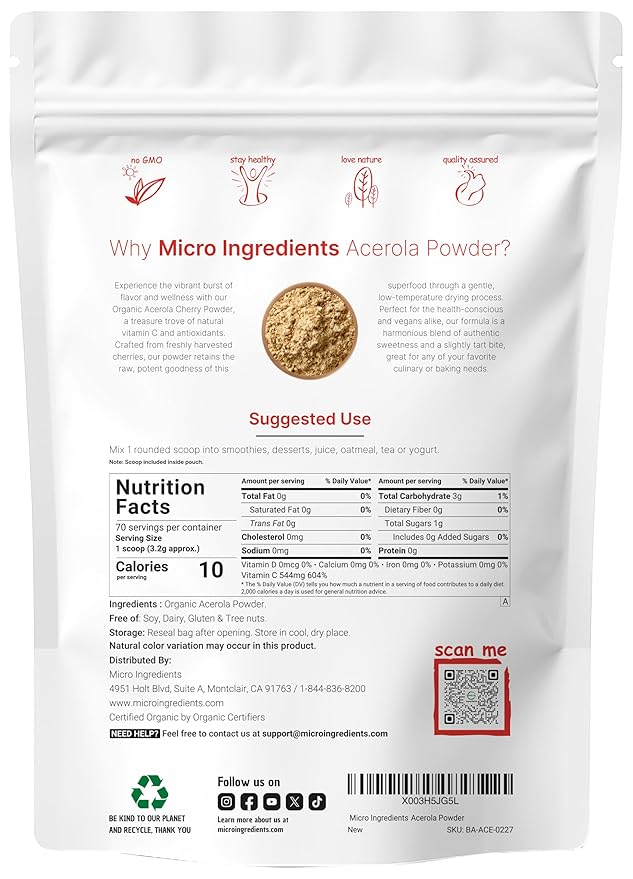Organic Acerola Powder, 8oz