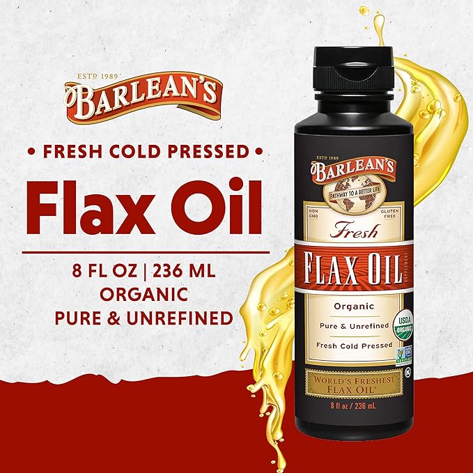 Barlean's Organic Flaxseed Oil Liquid from 7,640mg ALA 3 Fatty 8 oz