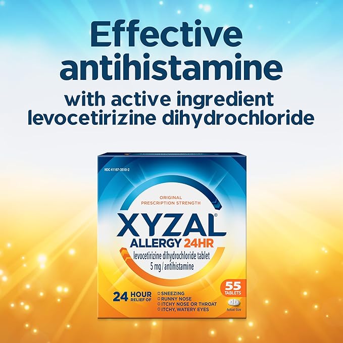 Xyzal Allergy Pills, 24-Hour Allergy Relief, 55-Count, Original