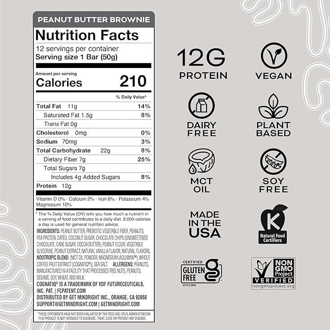 Mindright Superfood Vegan Protein Bar 12 (Peanut
