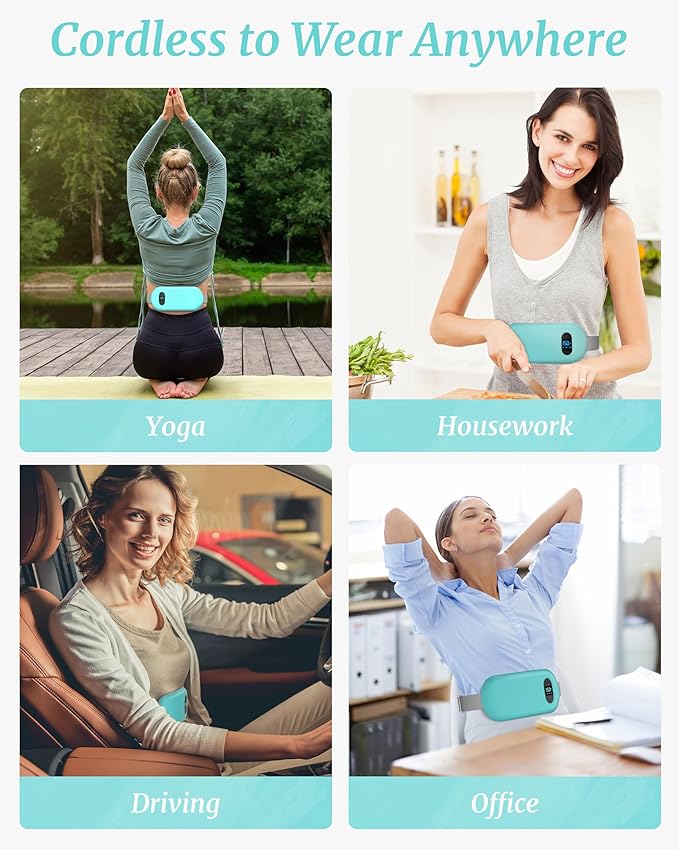Portable Heating Pad for Cramps, Upgrade 6 Heat 6 Massage