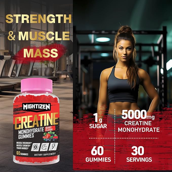 Creatine Monohydrate Gummies Complex 5000mg B12 for 60 Gummies)
