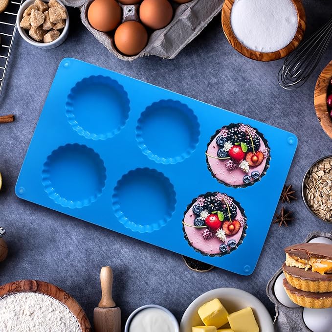 Sidosir 3pcs Peanut Butter Cup Mold, Silicone Mini Tart Pan for Bite Size Fat Bombs, Silicone Chocolate Candy Mold for Brownie (Keto Cup)