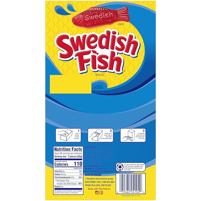 Swedish Fish 43146 Grab-and-Go Candy Snacks in Reception Box, 240-Pieces/Box
