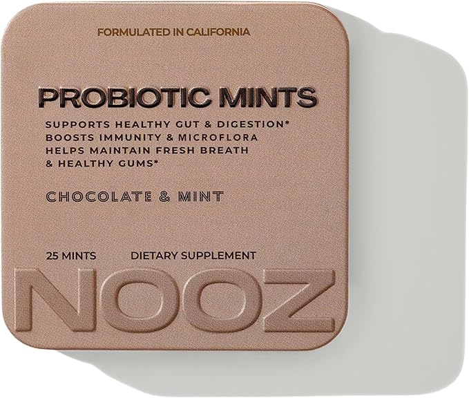 NOOZ Probiotic Mints - Gut & Oral Health Support - Chocolate & Mint | Boosts Immunity & Digestion, Freshens Breath - Sugar-Free, No Aspartame - Daily Wellness Support for Busy Lives, 25 Mints