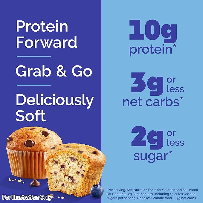 Quest Bake Shop Bundle, Blueberry Muffins & Chocolate Chip Muffins, 10g Protein, 2-3g Net Carbs, <1-2g Sugar, 16 Count