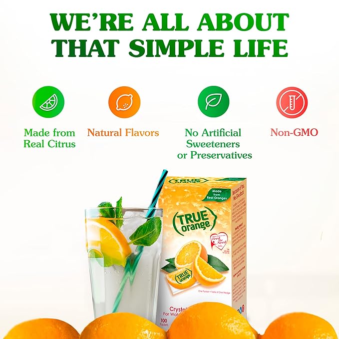 TRUE ORANGE Water Enhancer, Bulk Dispenser Pack 100 Count 1)| Zero