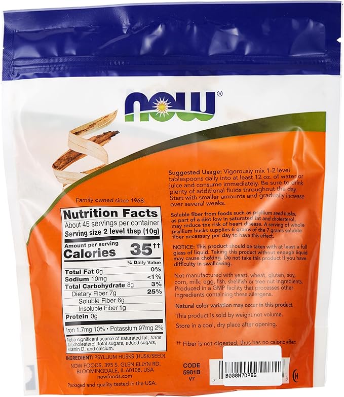NOW Supplements, Whole Psyllium Husks, Non-GMO 16-Ounce (Pack 2)