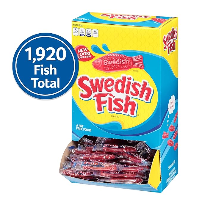 Swedish Fish 43146 Grab-and-Go Candy Snacks in Reception Box, 240-Pieces/Box