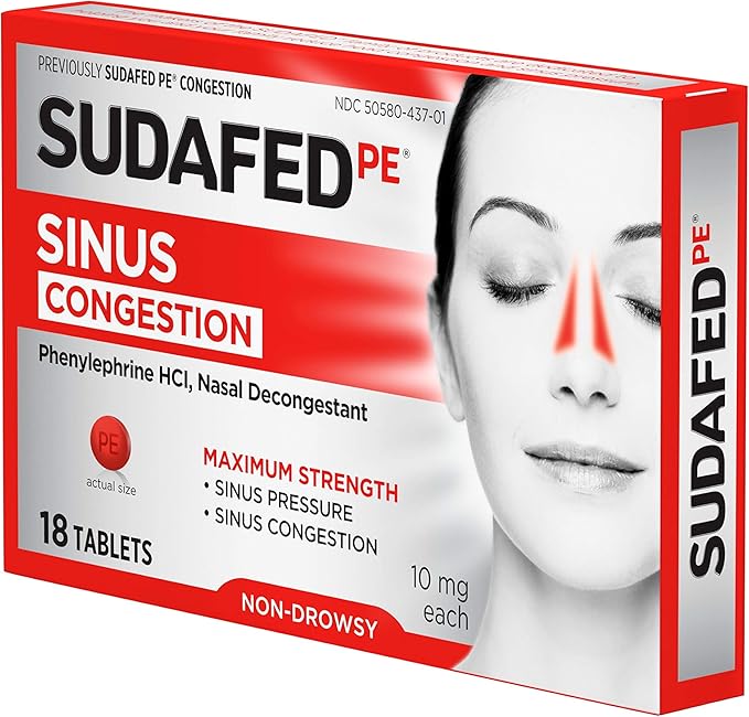 Sudafed PE Sinus Congestion Maximum Strength 18 ct