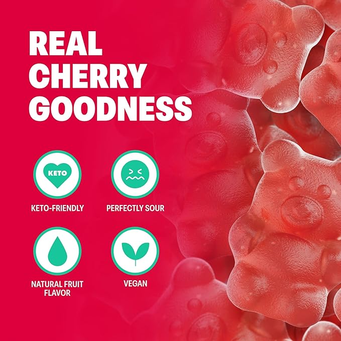 Shameless Snacks - Healthy Low Calorie Snacks, Low Carb Keto Gummies (Gluten Free Candy) - 6 Pack So Beary Cherry