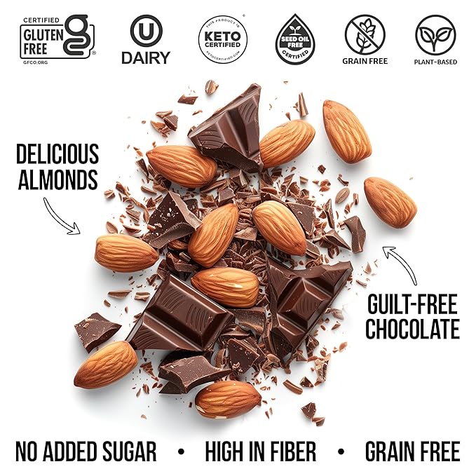 TGB Chocolate Almond Nut Bites, Keto Snacks, No Added Sugar, Gluten Free, Healthy Low Carb To Go, 0.85oz Bag (Pack of 6)