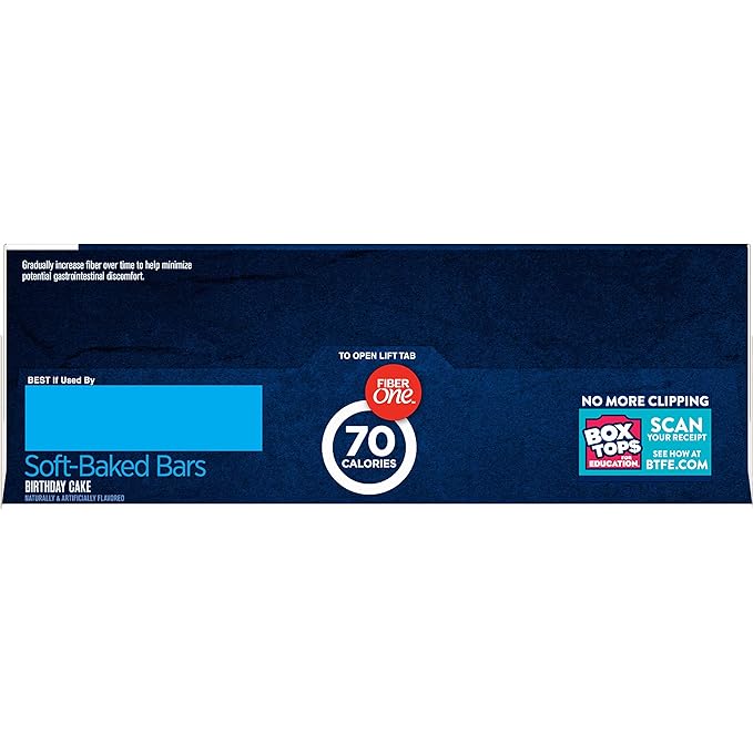 Fiber One 70 Calorie Soft-Baked Bars, Birthday Cake, Snack Bars, 12 ct (Pack of 2)
