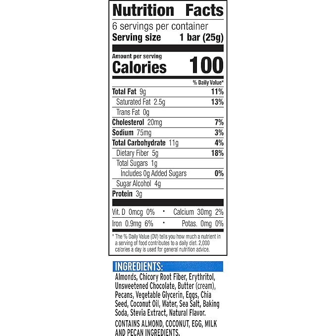 Ratio Soft Baked Bars, Chocolate Chunk Cookie, 1g Sugar, Keto Friendly, 5.34 OZ (6 Bars) (Pack of 2)