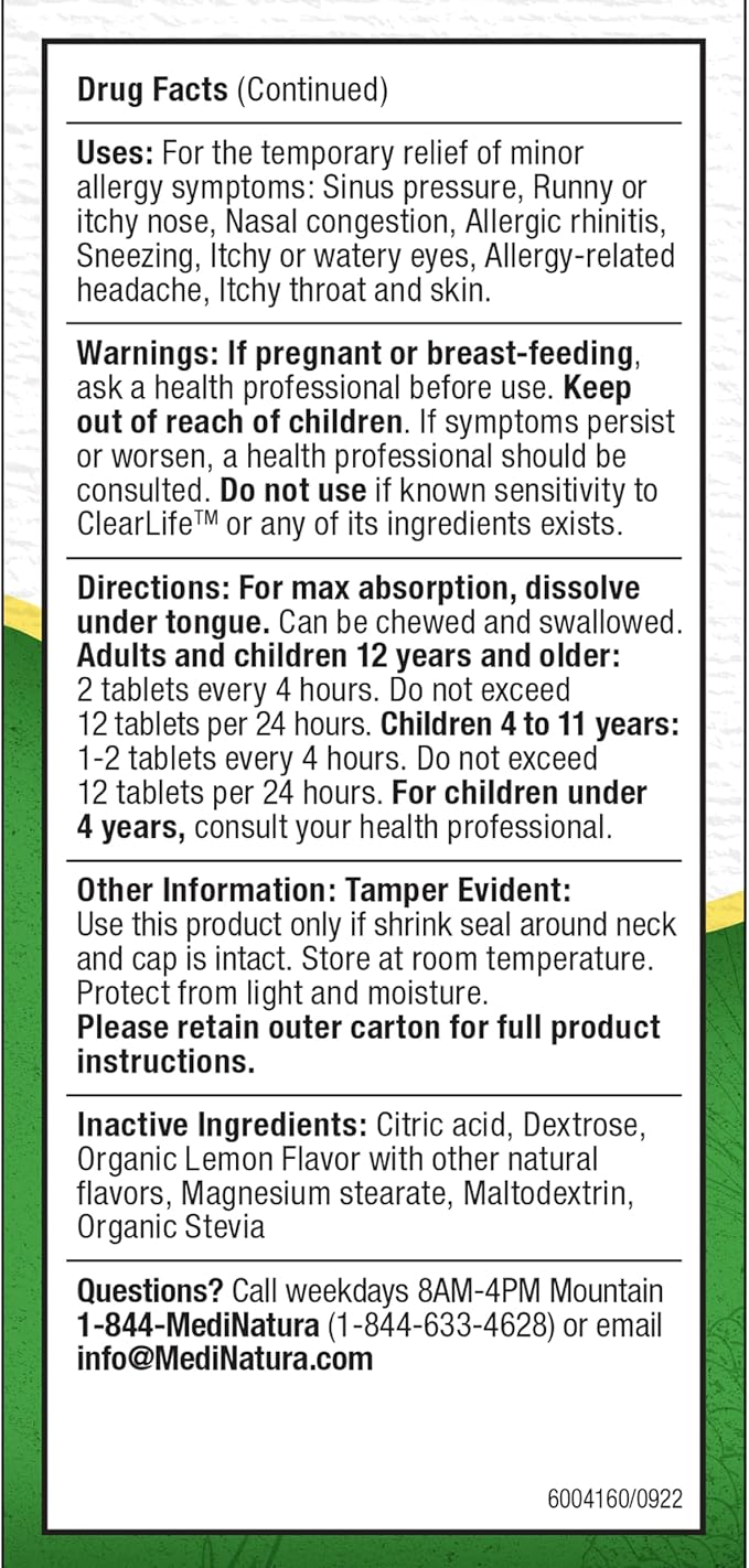 ClearLife Extra Strength Multi-System Allergy Relieving 15 Powerful 60 Tablets