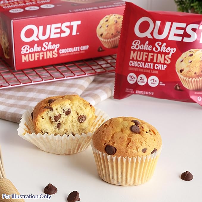Quest Bake Shop Bundle, Blueberry Muffins & Chocolate Chip Muffins, 10g Protein, 2-3g Net Carbs, <1-2g Sugar, 16 Count