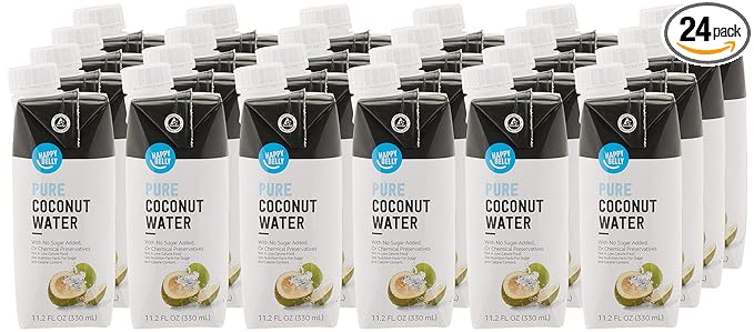 Amazon Brand - Happy Belly Coconut Water, 11.2 fl oz (Pack of 24)