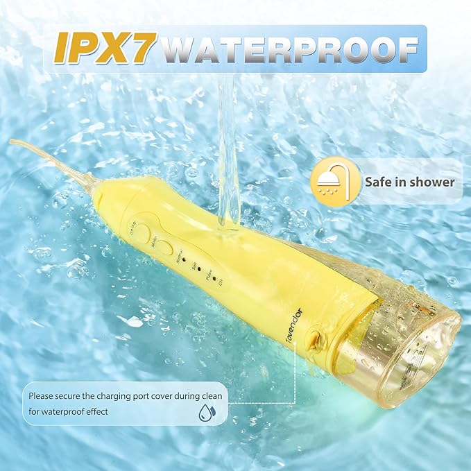 TOVENDOR Electric Water Flosser, Rechargeable Dental 3 Modes, 5 Tips (300ML, IPX7Waterproof IPX7Waterproof Waterflosser)