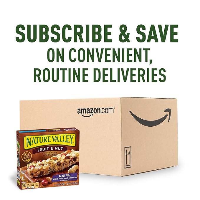 Nature Valley Chewy Fruit and Nut Granola Bars, Trail Mix, 6 Bars, 7.4 OZ (Pack of 12)