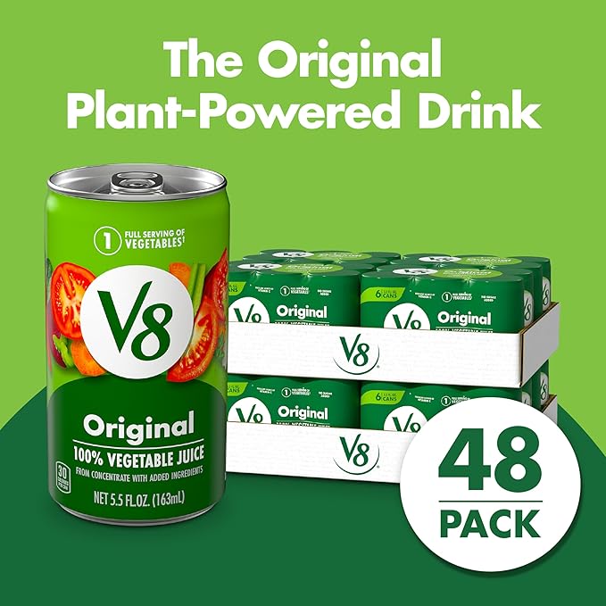 V8 Original 100% Vegetable Juice, 5.5 fl oz Can (48 Pack)