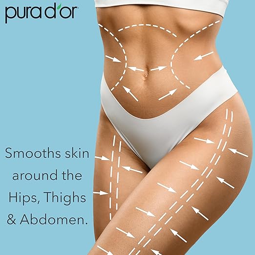 PURA D'OR 16 Oz Organic Anti-Cellulite Massage Oil for Toned Legs and Butt - Lemon Peel Oil, Moringa Oil, Grape Seed Oil, Grapefruit Oil & Eucalyptus Oil - Skin Firming & Tightening