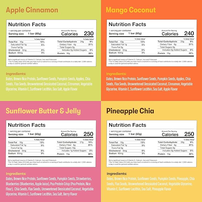 AMRITA Vegan Protein Bars Variety Pack (6 Flavors), |15g Plant