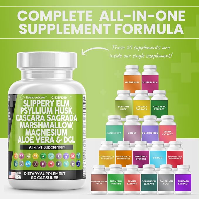 Clean Nutraceuticals Slippery Elm 5000mg Psyllium 2000mg Pre 2000mg Marshmallow