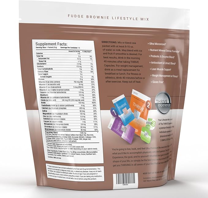 Le-Vel Thrive 2.0 Premium Fudge Brownie 16 Packets