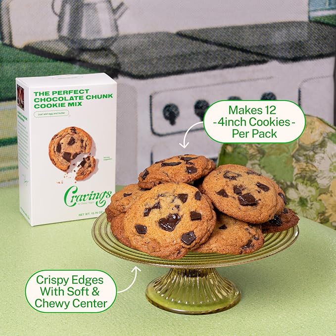 Cravings by Chrissy Teigen Chocolate Chip Cookie Mix, Vegan, Makes 12, 4-inch Chocolate Chunk Cookies 15.76 oz (Pack of 3)