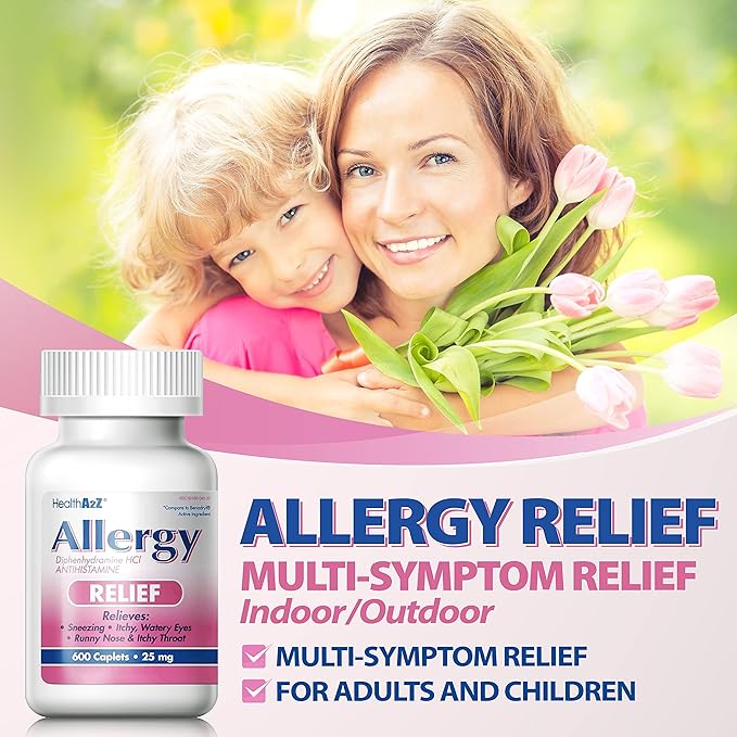 HealthA2Z® Allergy Relief 25mg | (600 Caplets 1))