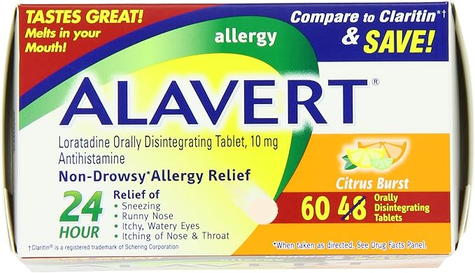 Alavert Allergy 24 Hour Relief, Citrus 10mg, 60 60 Count