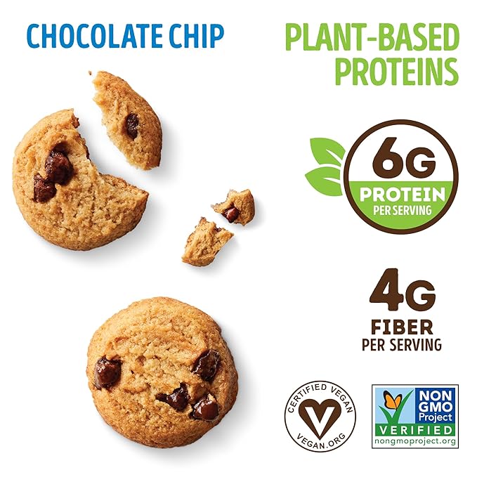 Lenny & Larry's The Complete Crunchy Cookie, Chocolate Chip, 6g Plant Protein, Vegan, Non-GMO, 4.25 Ounce Pouch (Pack of 6)