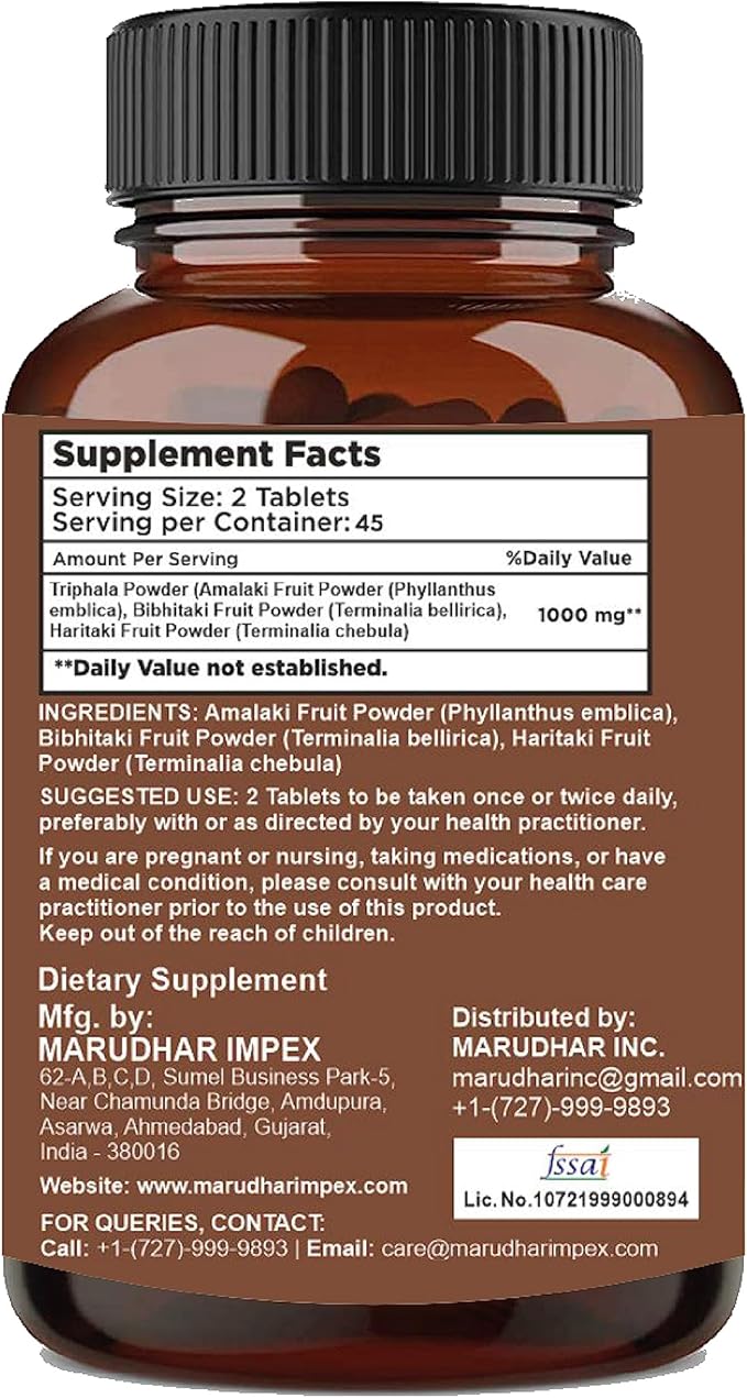 Triphala Tablets by mi Nature -90 1000mg | 45 Day
