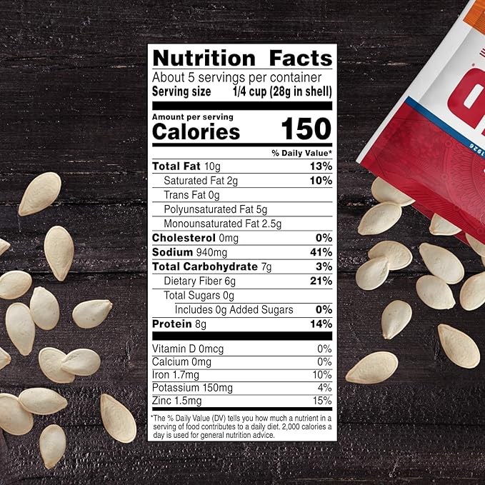 DAVID Seeds Salted and Roasted Pumpkin Seeds, Keto Friendly Snack, 5 OZ Bags, 12 Pack