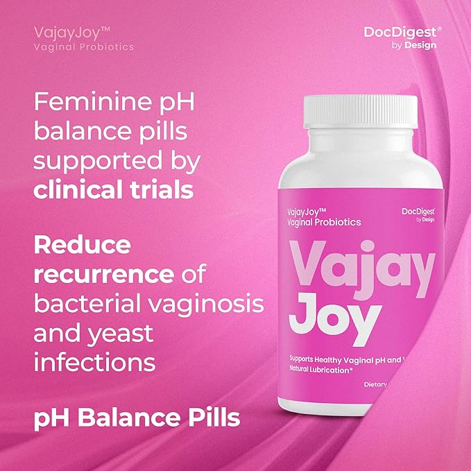 VajayJoy pH Balance Pills -Womens Vaginal Probiotic for pH Regulation, Clinically Shown to Restore pH Equilibrium and Natual Lubrication- Reduces BV, Yeast Infections and Odor