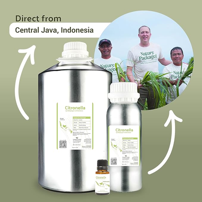 Citronella Essential Oil - Direct from Central Java, Indonesia - Pure Essential Oil for Diffusers and Aromatherapy | 100% Pure Therapeutic Grade (25LBS)