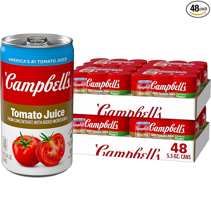 Campbell's 100% Tomato Juice, 5.5 fl oz Can (48 Pack)