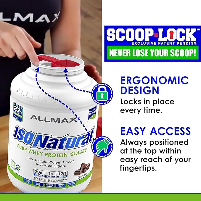 ALLMAX ISONATURAL Whey Protein Isolate, Vanilla 2 lb 27 Grams 99% Lactose 29 Servings