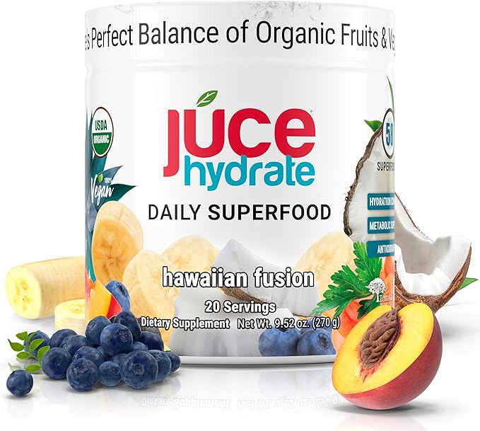 Júce Hydrate Replenishing & Nourishing Superfood Drink - Boost Reduce Fatigue - USDA Certified Organic, Plant-Based, Vegan - Gluten-Free, Dairy-Free, Soy-Free - 8.1 Ounce - By Terra Kai Organics