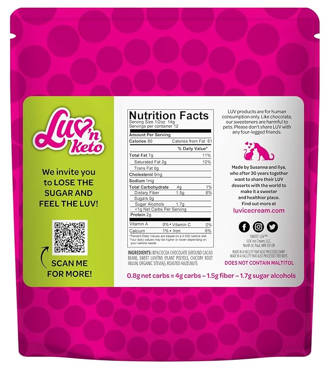 Keto Sugar Free Bark, Dark Chocolate Hazelnuts - Stevia Sweetened Chocolate Candy 1g Net Carb, 80% Cocoa - Gluten & Dairy Free Vegan Paleo Friendly Diabetic Snack for Adults, 6 oz (Pack of 1)