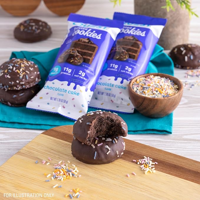 Quest Nutrition Frosted Cookies Twin Pack, Chocolate Cake, 1g Sugar, 11g Protein, 2g Net Carbs, Gluten Free, 16 Cookies