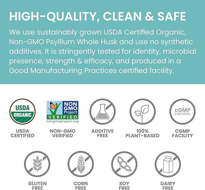 Himalaya Organic Psyllium Whole Husk, Natural 56-Tablespoon Supply, 12 Oz