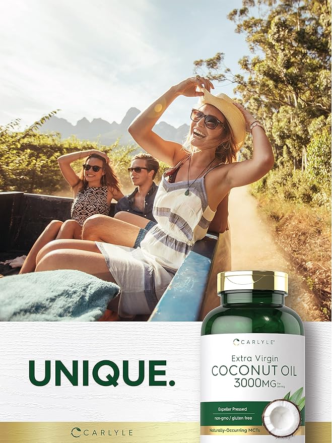 Carlyle Coconut Oil Extra Virgin Softgel Capsules | 3000mg | 240 Count | Naturally Occurring MCTs | Non-GMO and Gluten Free Supplement