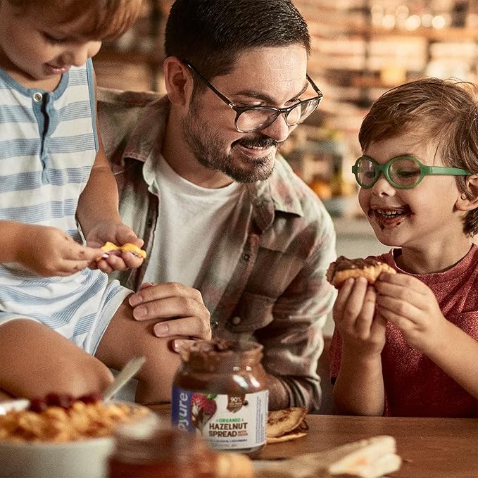 Pyure Organic Chocolate Hazelnut Spread | 90% Less Sugar | 1 Net Carb Keto Snack | No Palm Oil, Gluten-Free, Peanut Free, Plant-Based Hazelnut Spread for Vegan Keto Friendly Food | 13oz (Pack of 2)