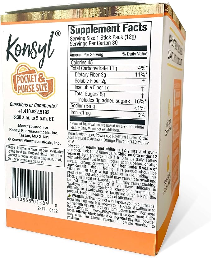 Konsyl Daily Fiber Orange 100% Natural 30 Individual