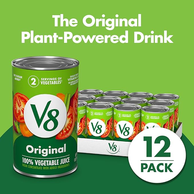 V8 Original 100% Vegetable Juice, 46 fl oz Can (12 Pack)